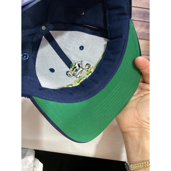Vtg 90s NOTRE DAME IRISH Twins Enterprise Snapback Hat BIG LOGO - Picture 2 of 8